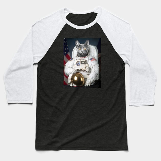 Capt. Emma Joy, Cat Astronaut Baseball T-Shirt by happyartresult